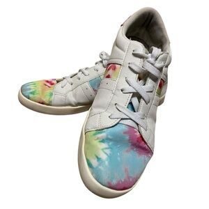 JustFab Wyatt sneakers womens shoes size US 10 EU 41 white cute rainbow tie dye